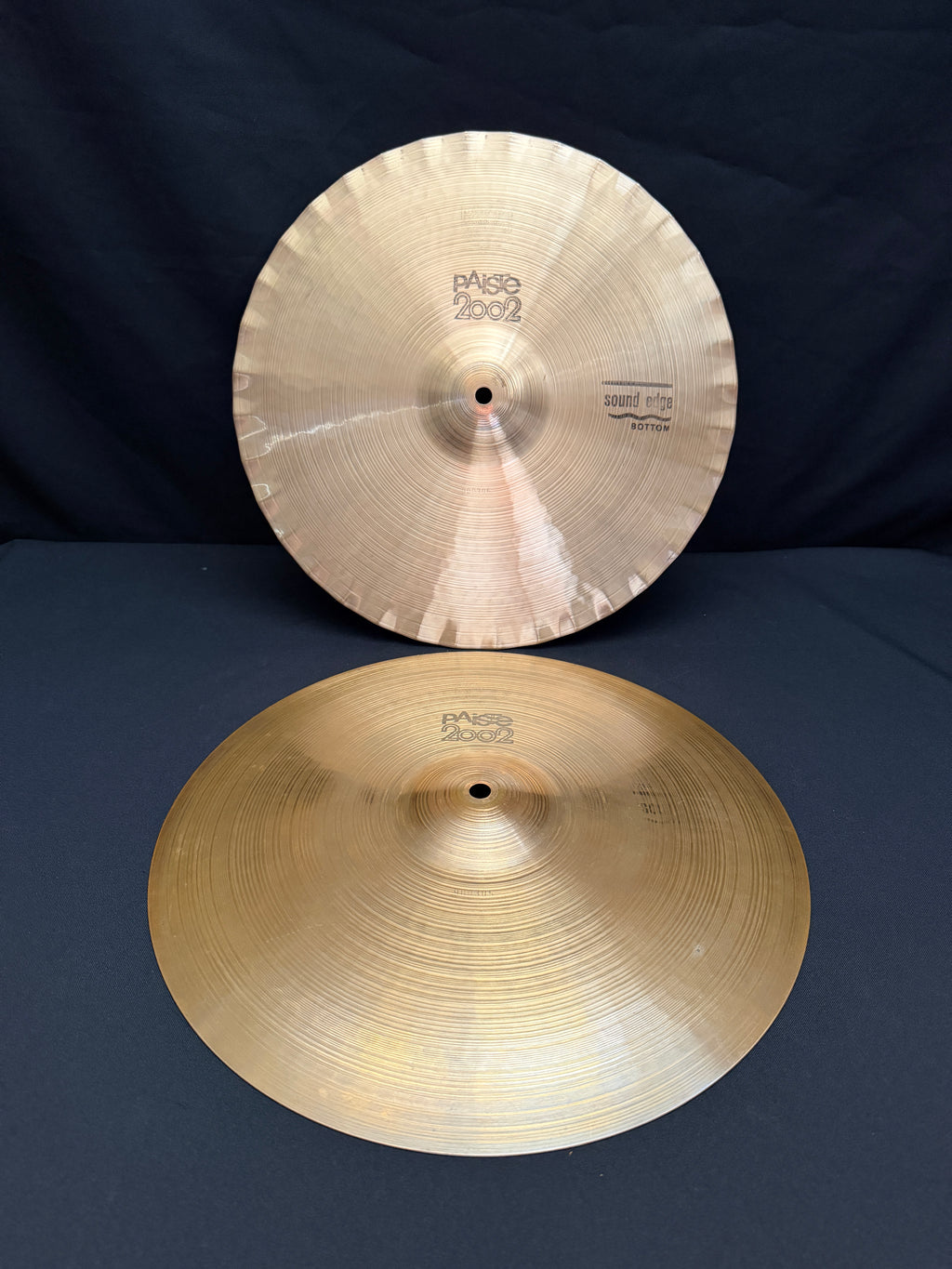 15" Paiste 2002 Sound Edge Hi-Hat black logo from 1979