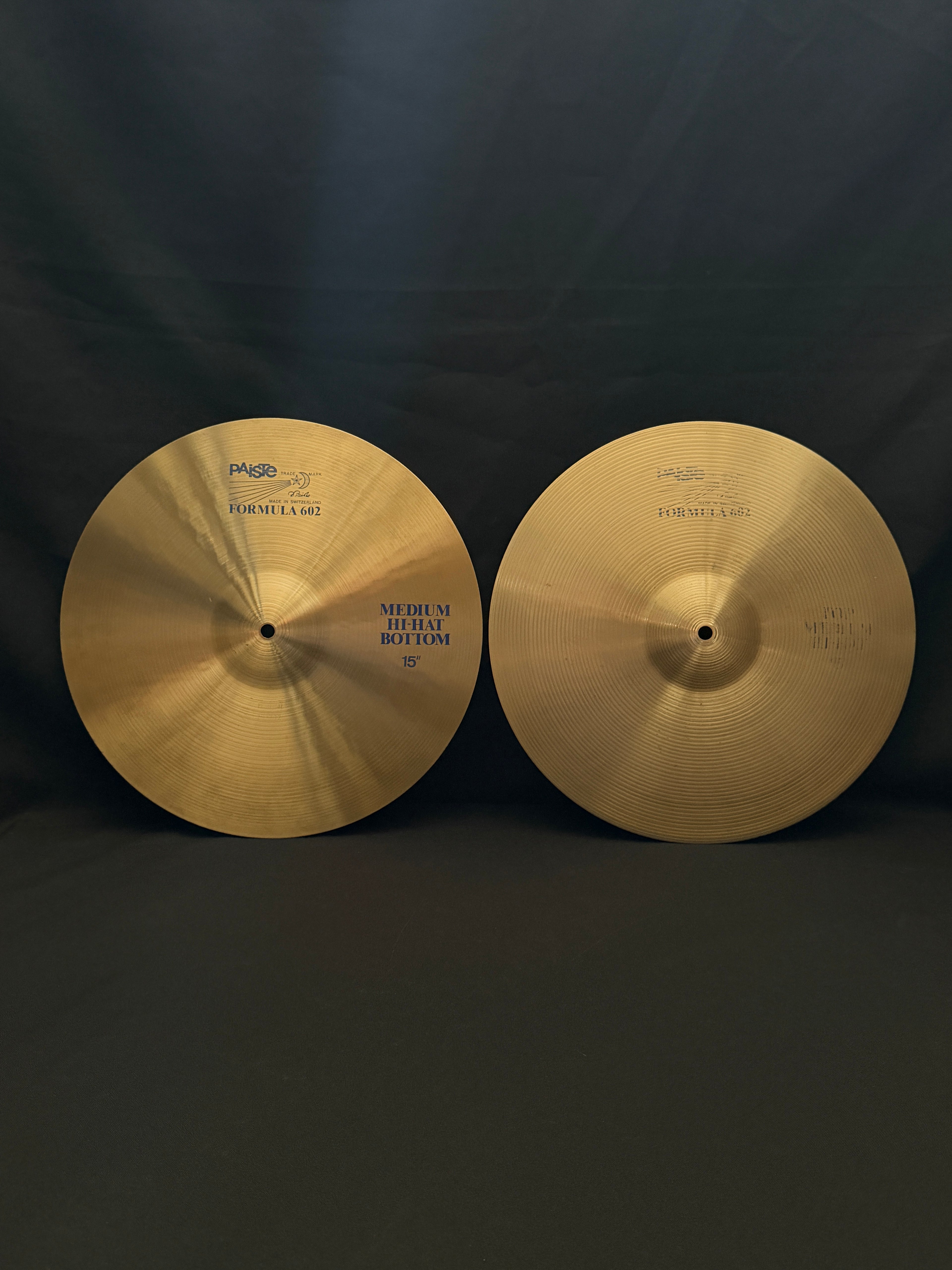 15" Paiste 602 Medium Hi-Hat Blue Logo from 1982