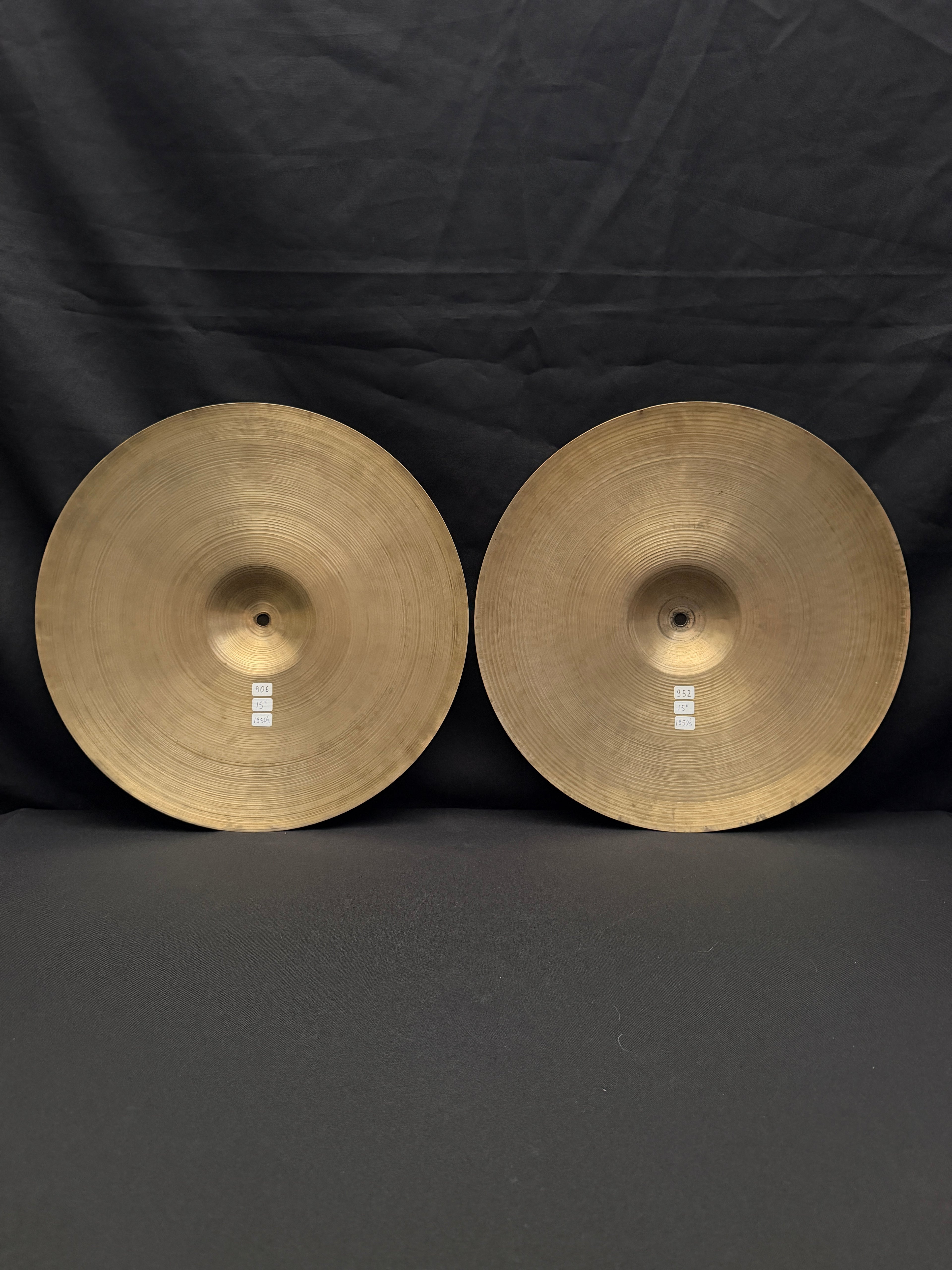 15" Zildjian Avedis Hi-Hat set 952 - 906 grams from 1950's