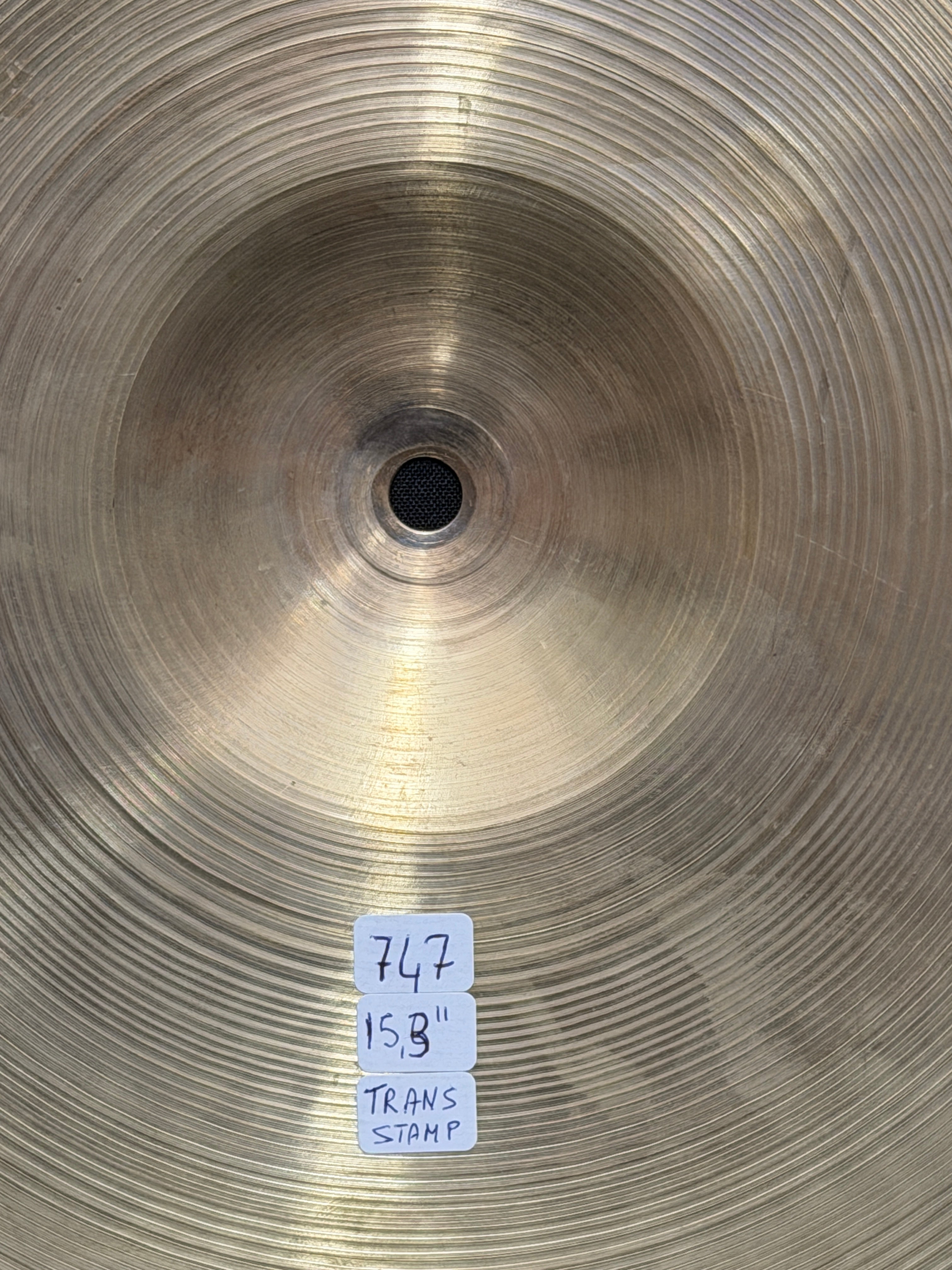 15" Zildjian Avedis Trans Stamp Hi-Hat from 1940's-1950's 769-747 grams