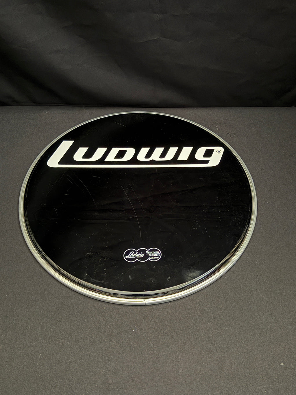 18" Ludwig LW4218 Black Weather Master Block Logo Smooth Resonant Bass Drum Head