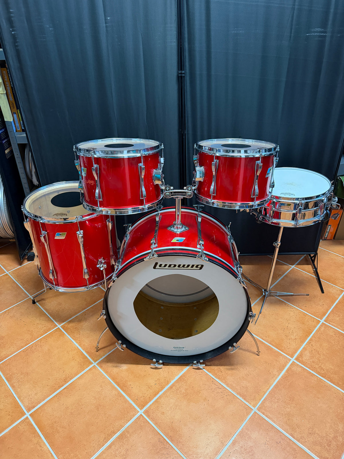 1971 Ludwig Mach 5 Red Cortex 24" - 12" -13" - 16" Drumset