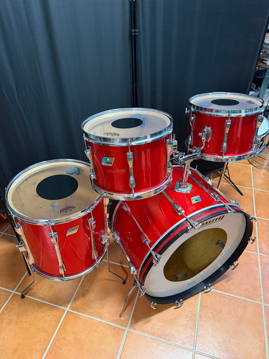 1971 Ludwig Mach 5 Red Cortex 24" - 12" -13" - 16" Drumset