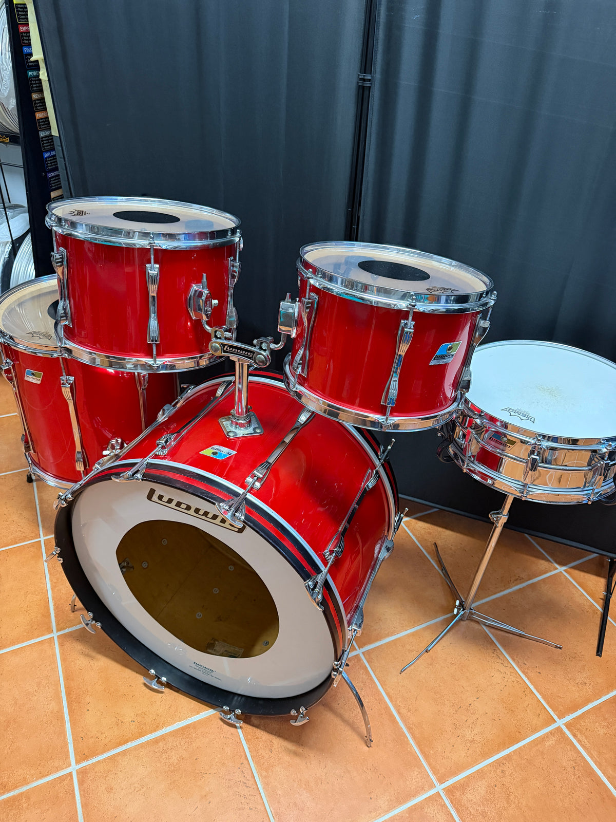 1971 Ludwig Mach 5 Red Cortex 24" - 12" -13" - 16" Drumset