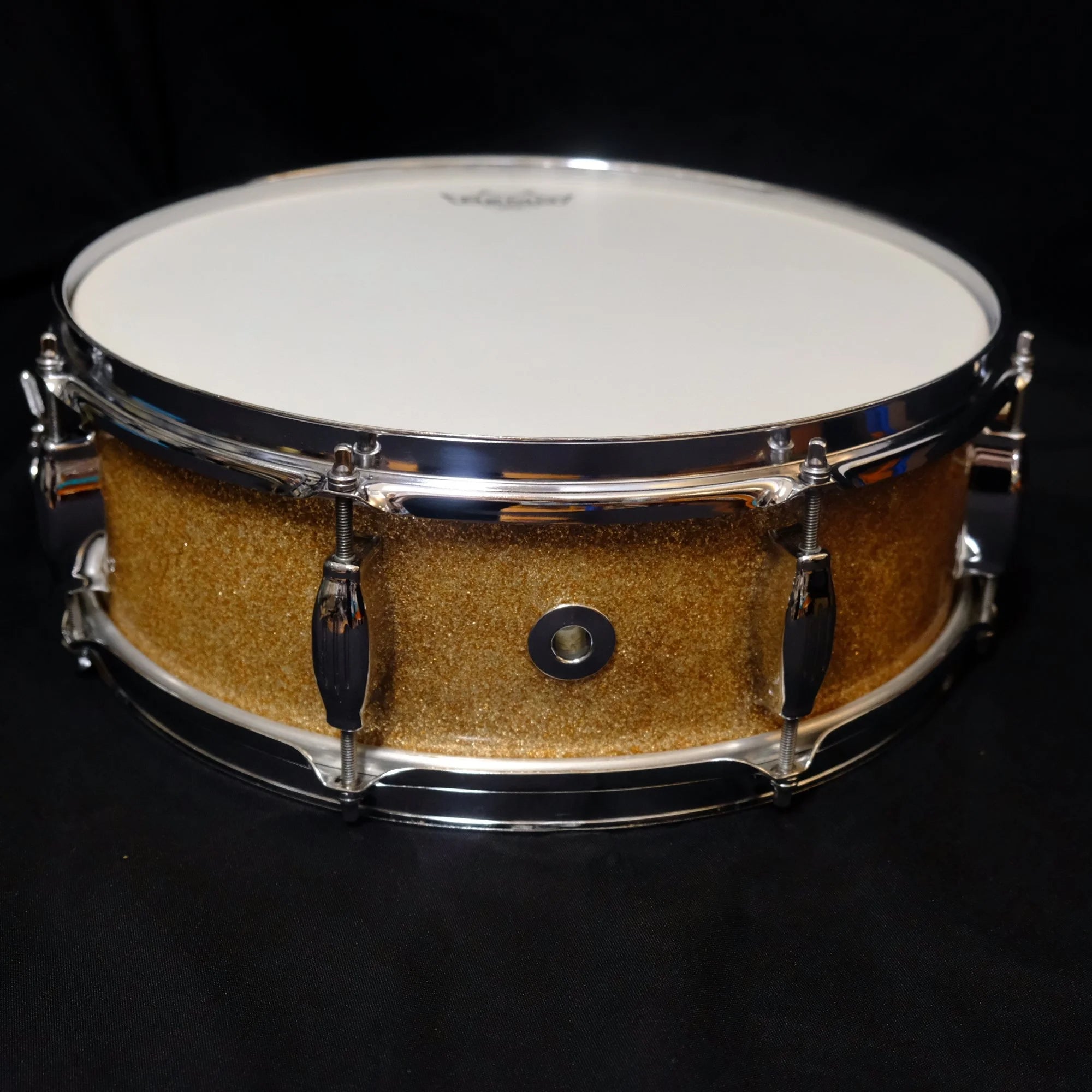 Camco Tuxedo Studio Model 14" x 5" snare drum champagne sparkle from early 1960's