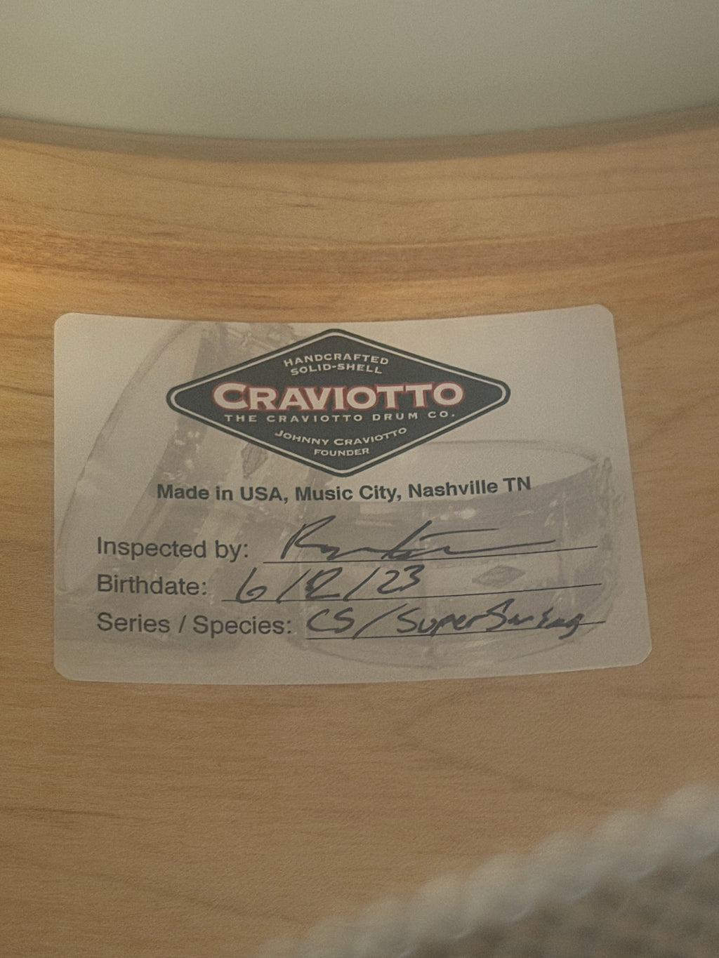 Craviotto 14" x 7" Super Swing Series 1-ply Solid Maple Snare Drum