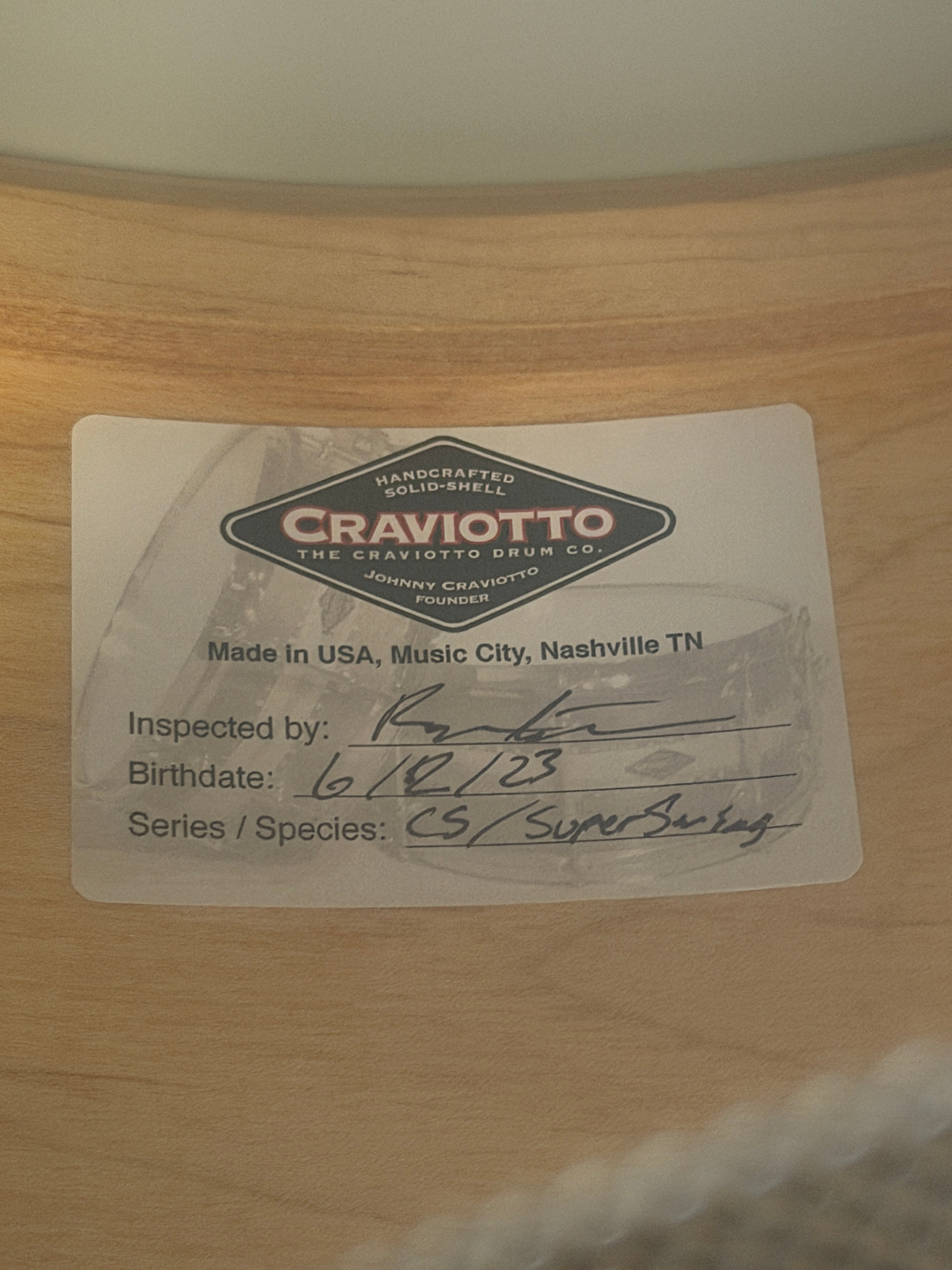 Craviotto 14" x 7" Super Swing Series 1-ply Solid Maple Snare Drum