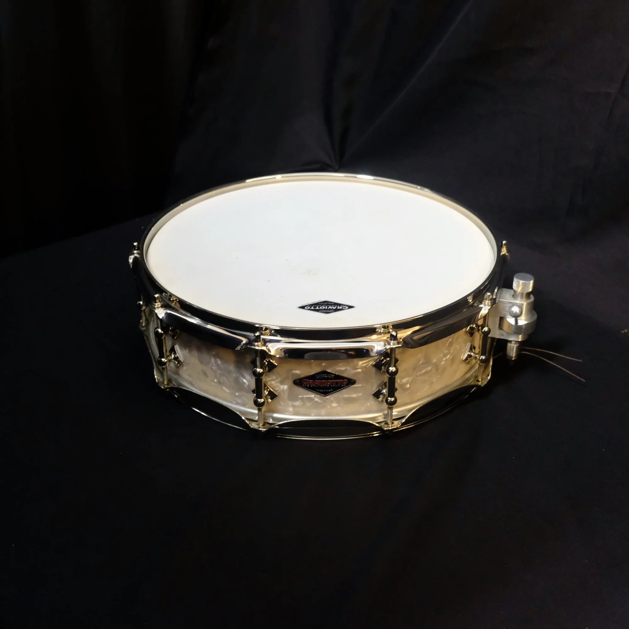 Craviotto Solid Shell 14" x 4" Snare Drum in white marine pearl from 2007