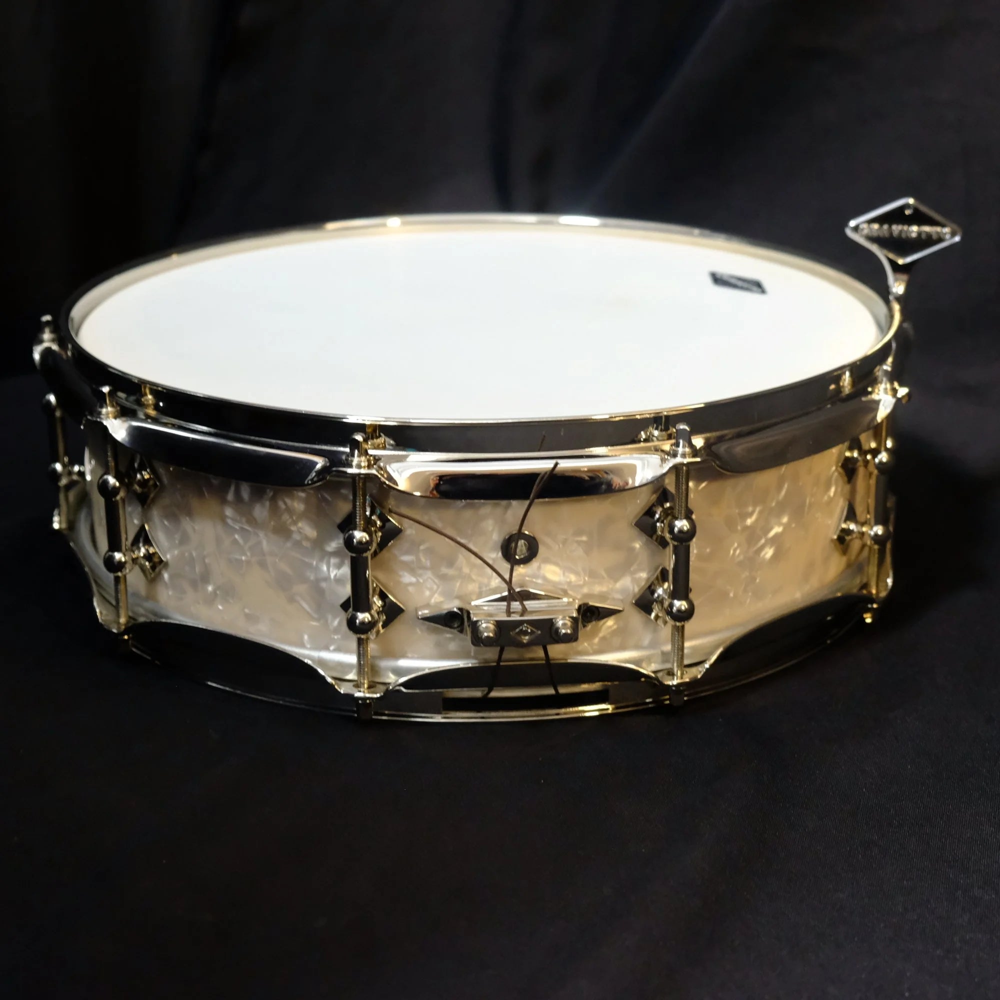 Craviotto Solid Shell 14" x 4" Snare Drum in white marine pearl from 2007