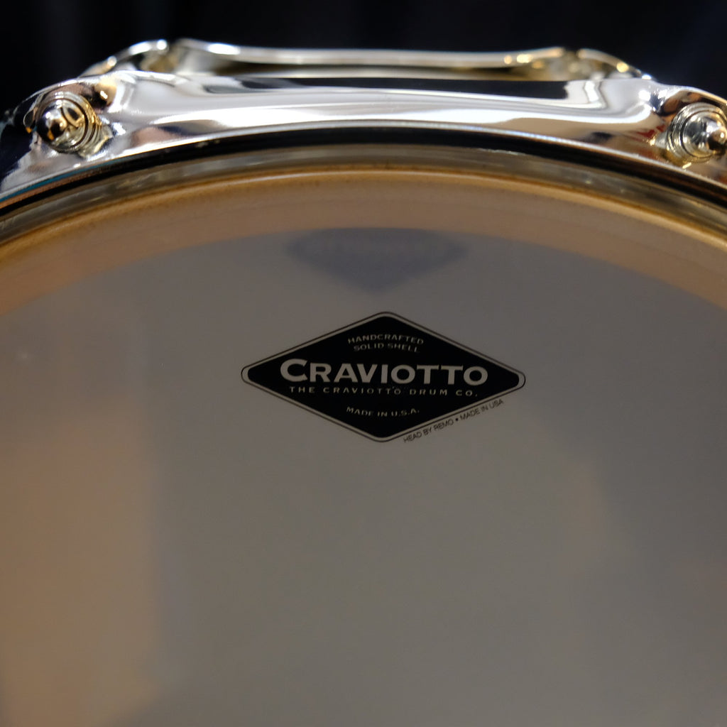 Craviotto Solid Shell 14" x 4" Snare Drum in white marine pearl from 2007