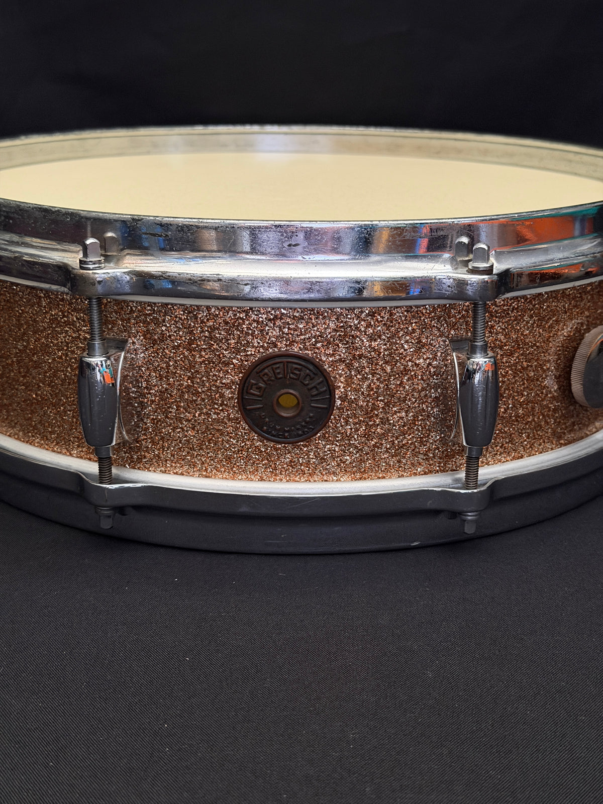 Gretsch Broadcaster X4175 "Max Roach" Progressive Jazz 14" x 4" snare drum Champagne Sparkle early 1960's