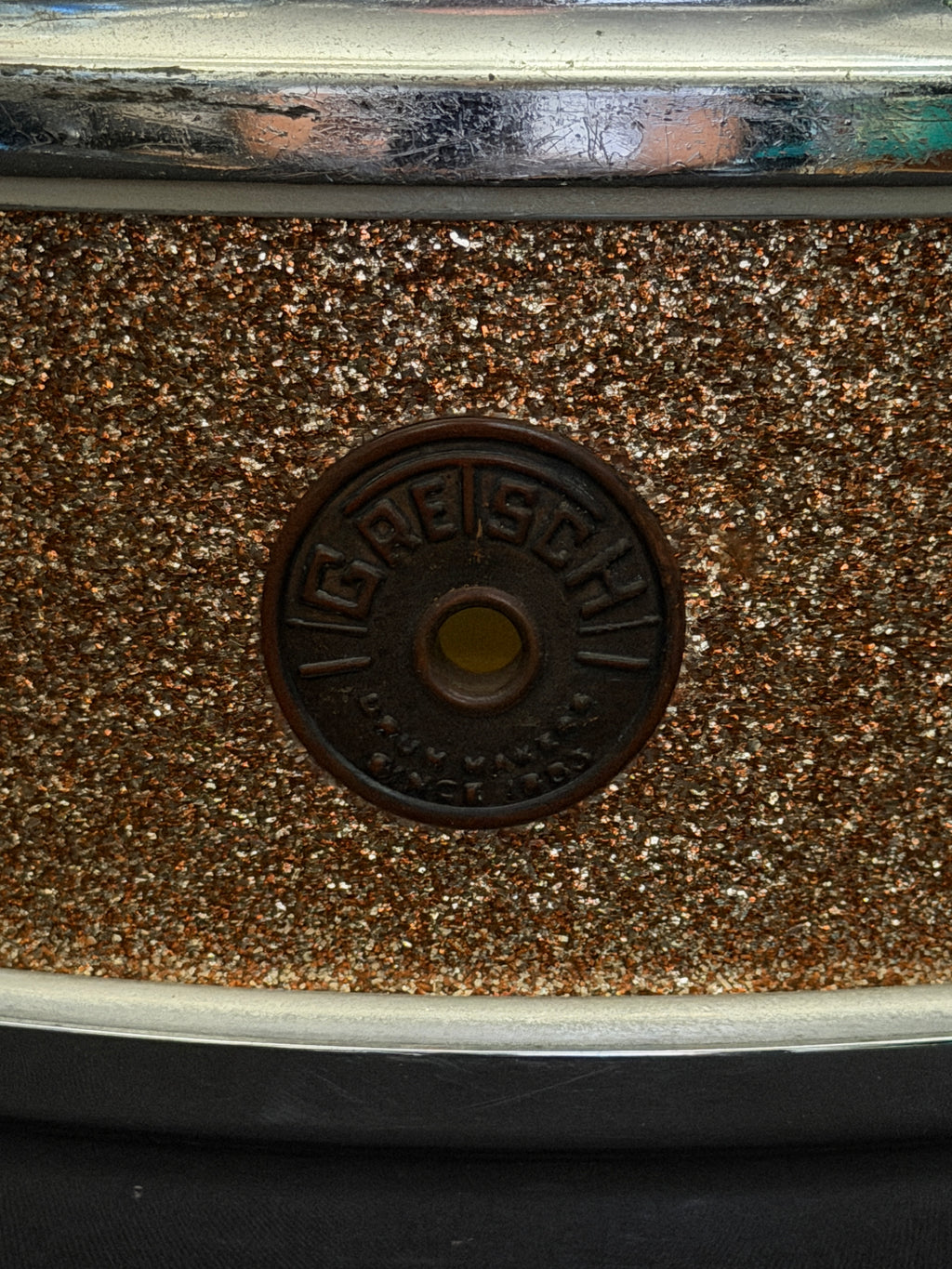 Gretsch Broadcaster X4175 "Max Roach" Progressive Jazz 14" x 4" snare drum Champagne Sparkle early 1960's