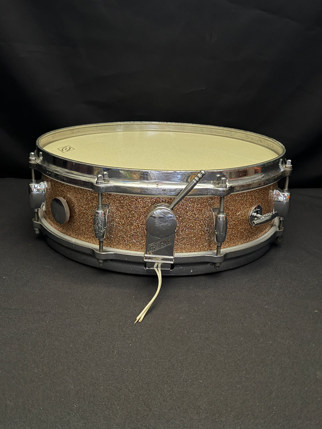 Gretsch Broadcaster X4175 "Max Roach" Progressive Jazz 14" x 4" snare drum Champagne Sparkle early 1960's