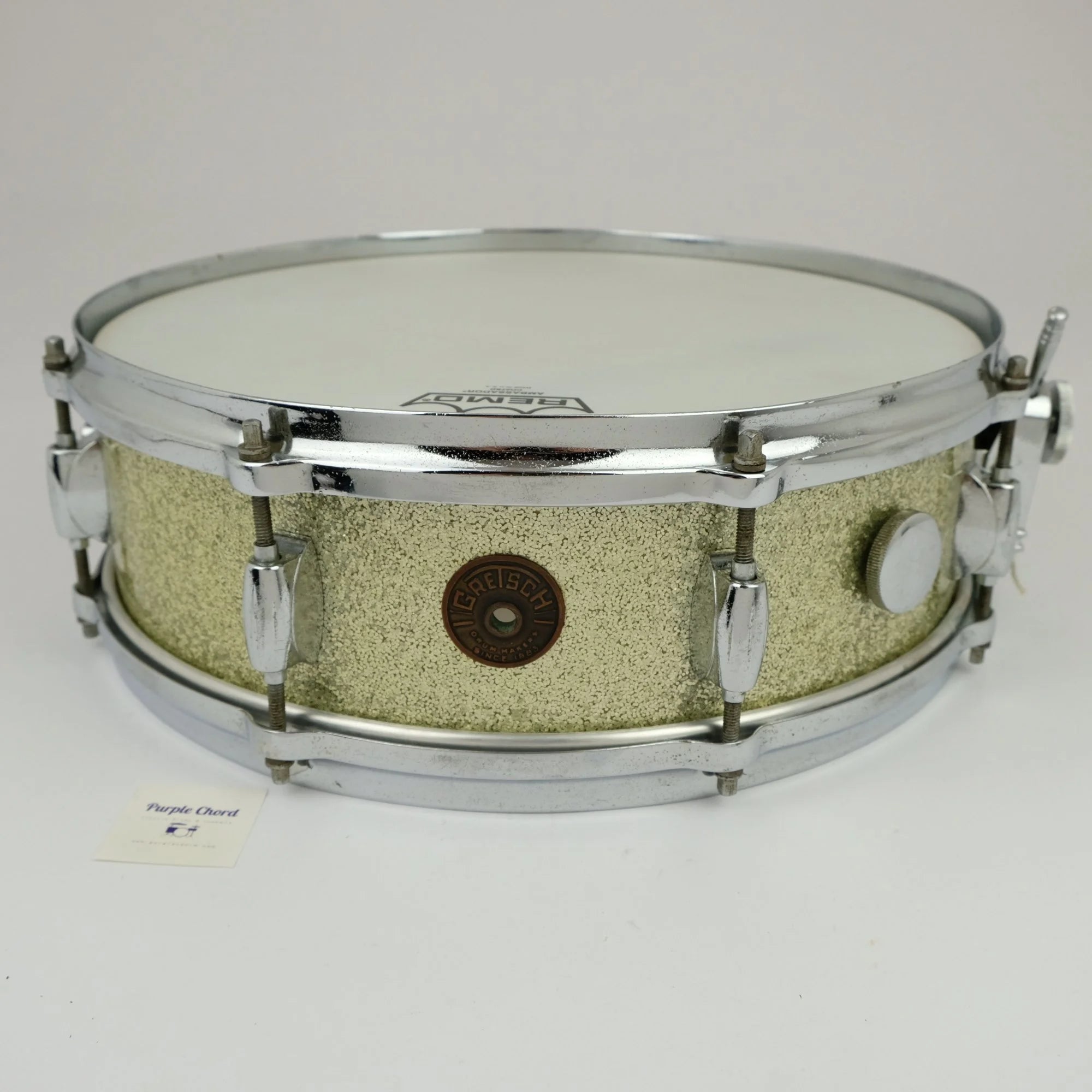Gretsch Broadcaster X4175 "Max Roach" Progressive Jazz 14" x 4" snare drum Silver Sparkle from early 1960's