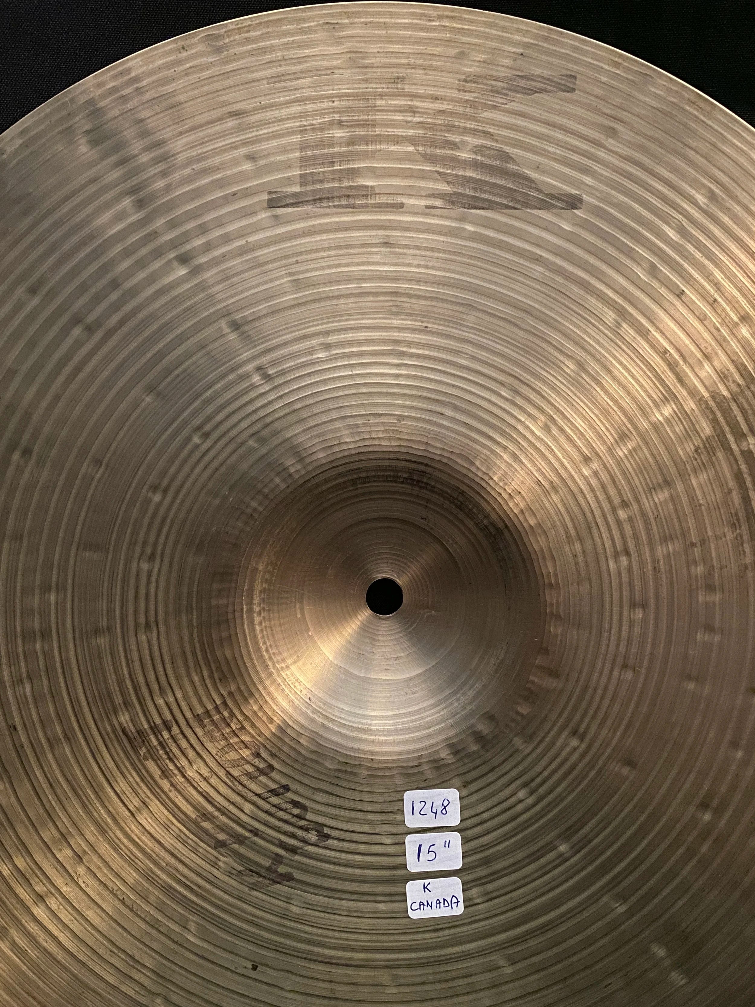 15" Zildjian K Canada Hi-Hat cymbals 1283 - 1248 grams from late 1970's