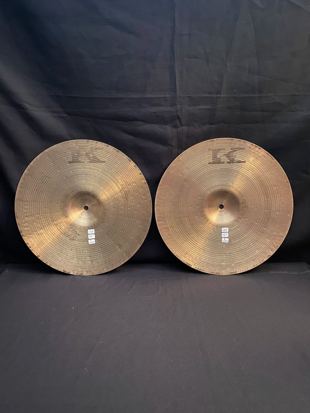 15" Zildjian K Canada Hi-Hat cymbals 1283 - 1248 grams from late 1970's