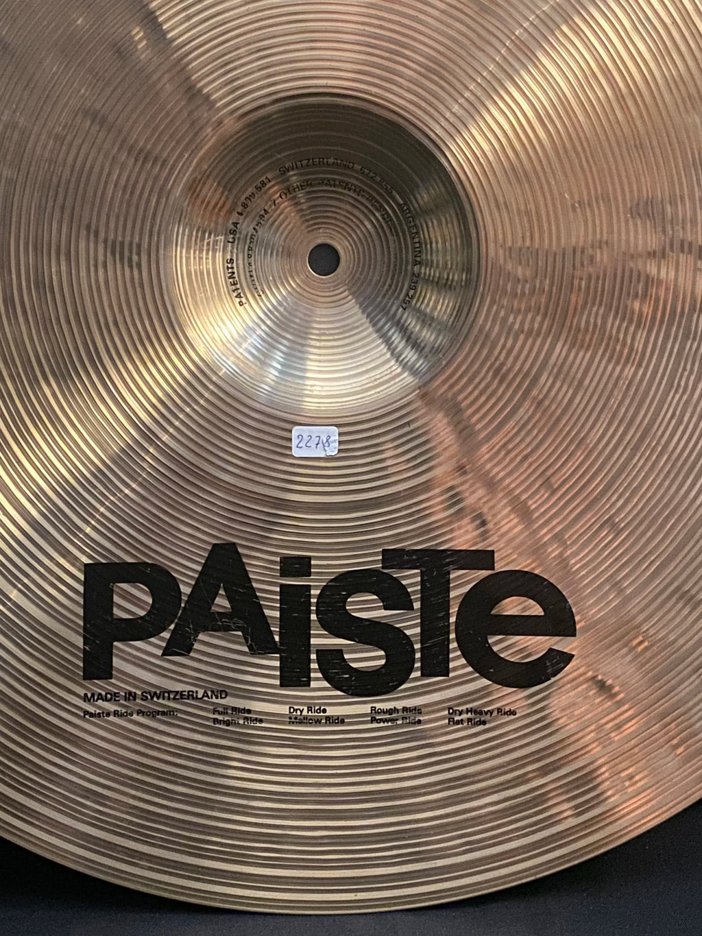 20" Paiste Signature Dry Crisp Ride 2278 grams from 1992