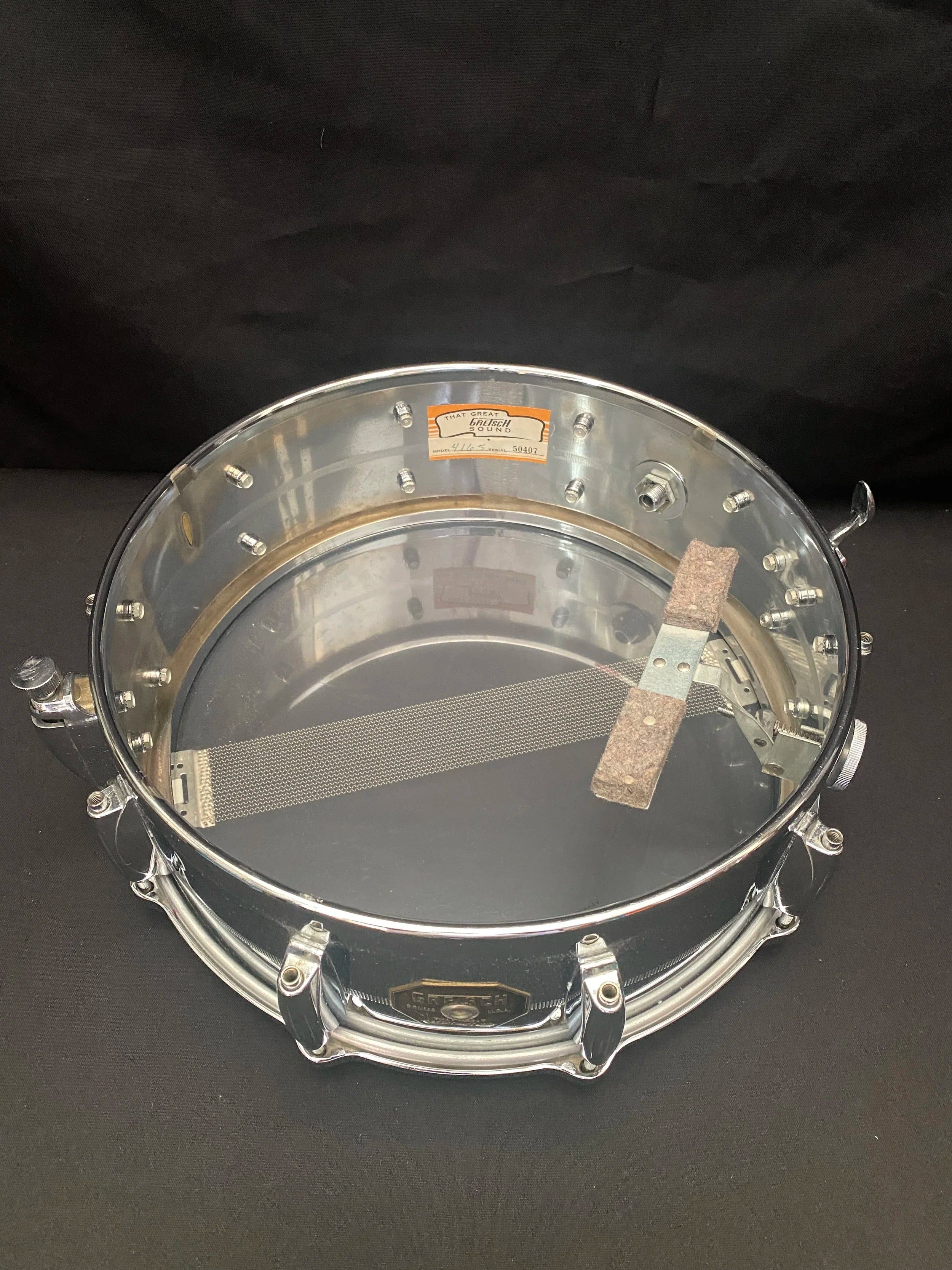 Gretsch 4165 COB Brass Shell 14" x 5" snare drum 1975 Stop Sign badge