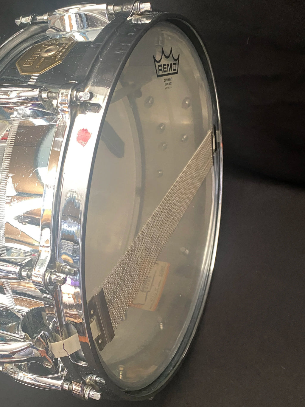 Gretsch 4165 COB Brass Shell 14" x 5" snare drum 1975 Stop Sign badge