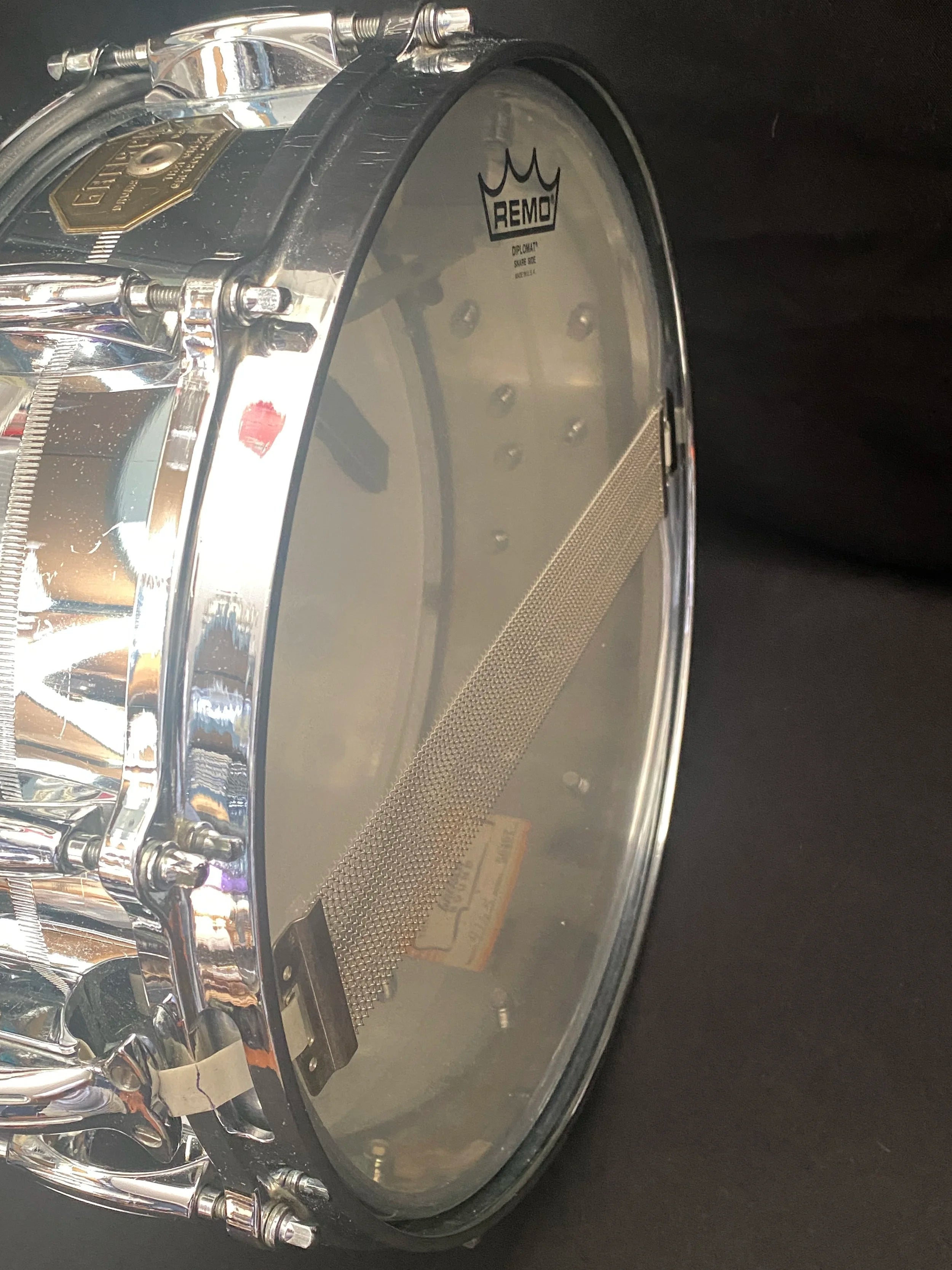 Gretsch 4165 COB Brass Shell 14" x 5" snare drum 1975 Stop Sign badge