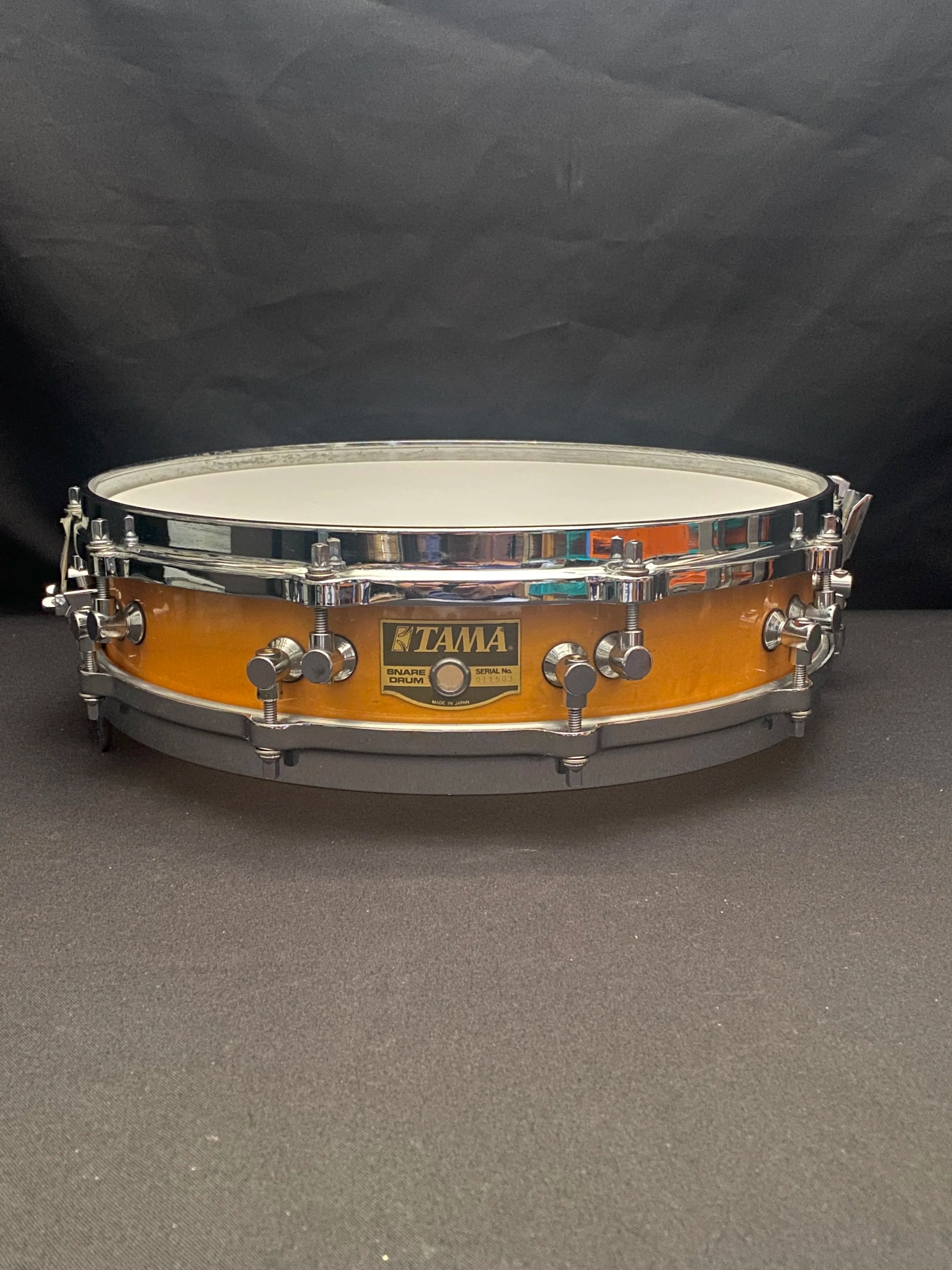 14" x 3,25" Tama AW523 Bird’s Eye Maple Amber Lacquer snare drum from 1989