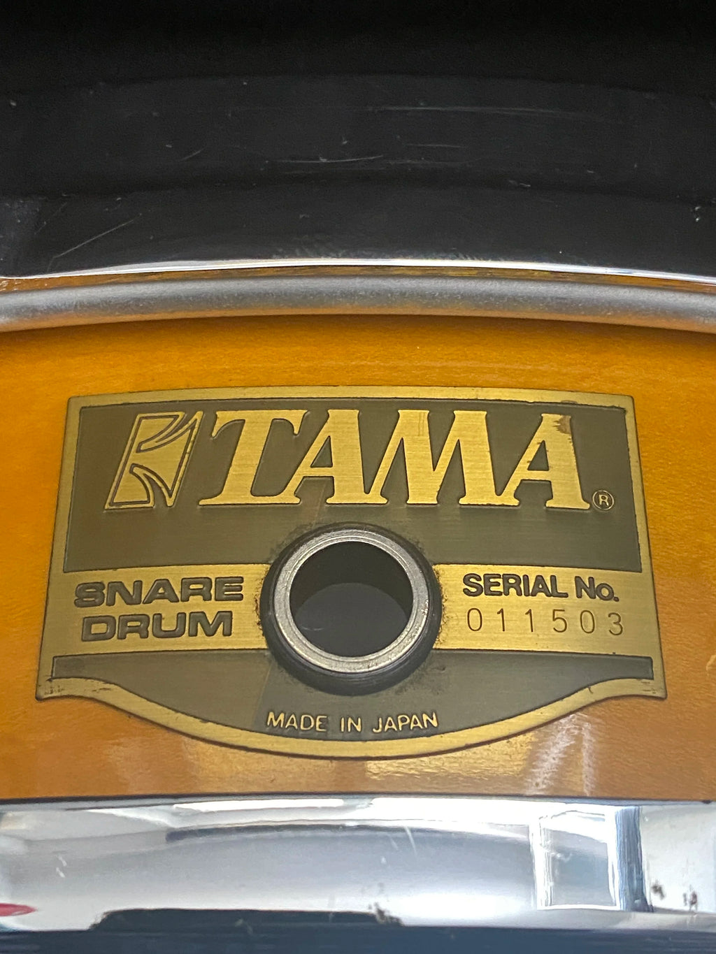 14" x 3,25" Tama AW523 Bird’s Eye Maple Amber Lacquer snare drum from 1989