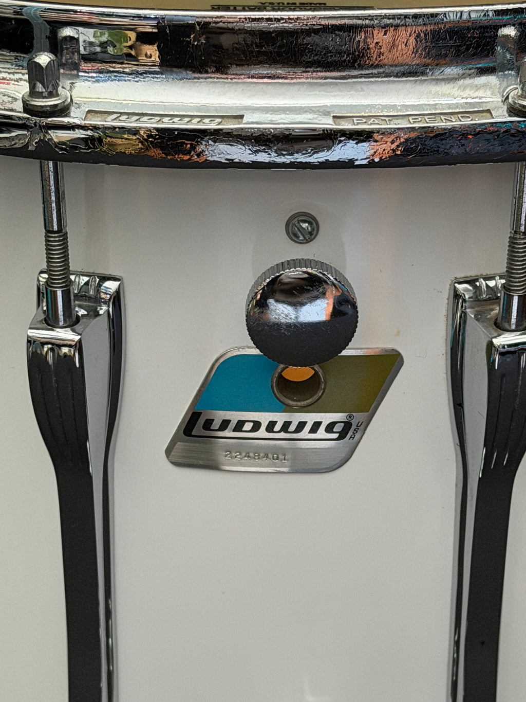 Ludwig Marching Drum 15" x 12" White Cortex from 1981-82