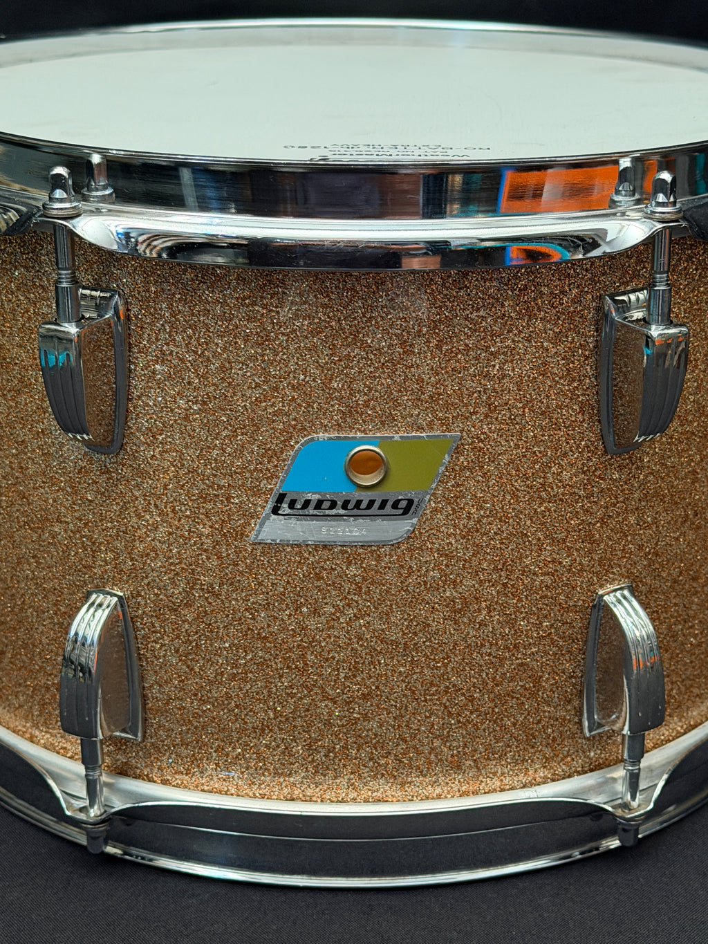 Ludwig Tom 12"x 8" Champagne Sparkle 3-ply shell from 1970