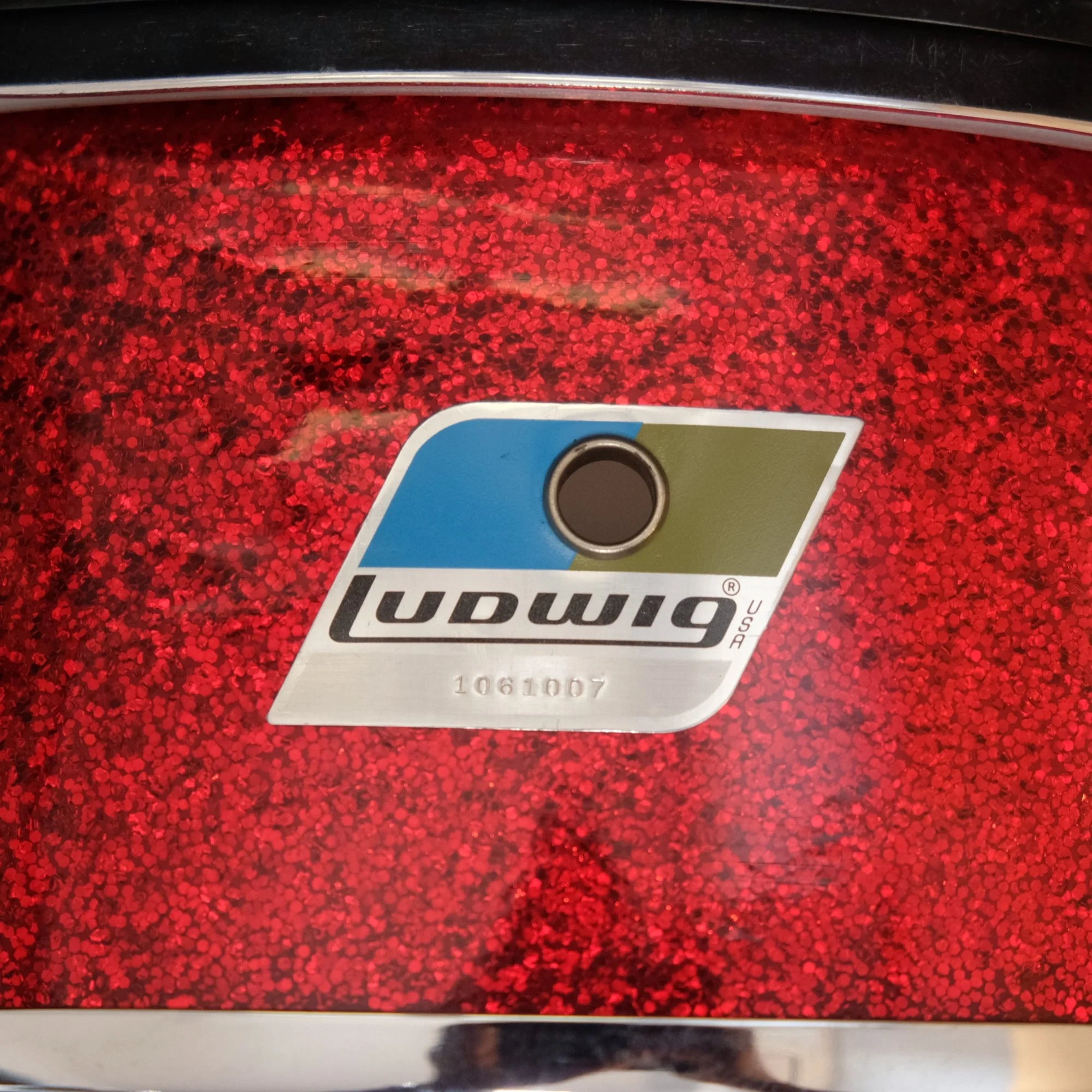 1976 Ludwig Pioneer 14" x 5" Red Sparkle snare drum