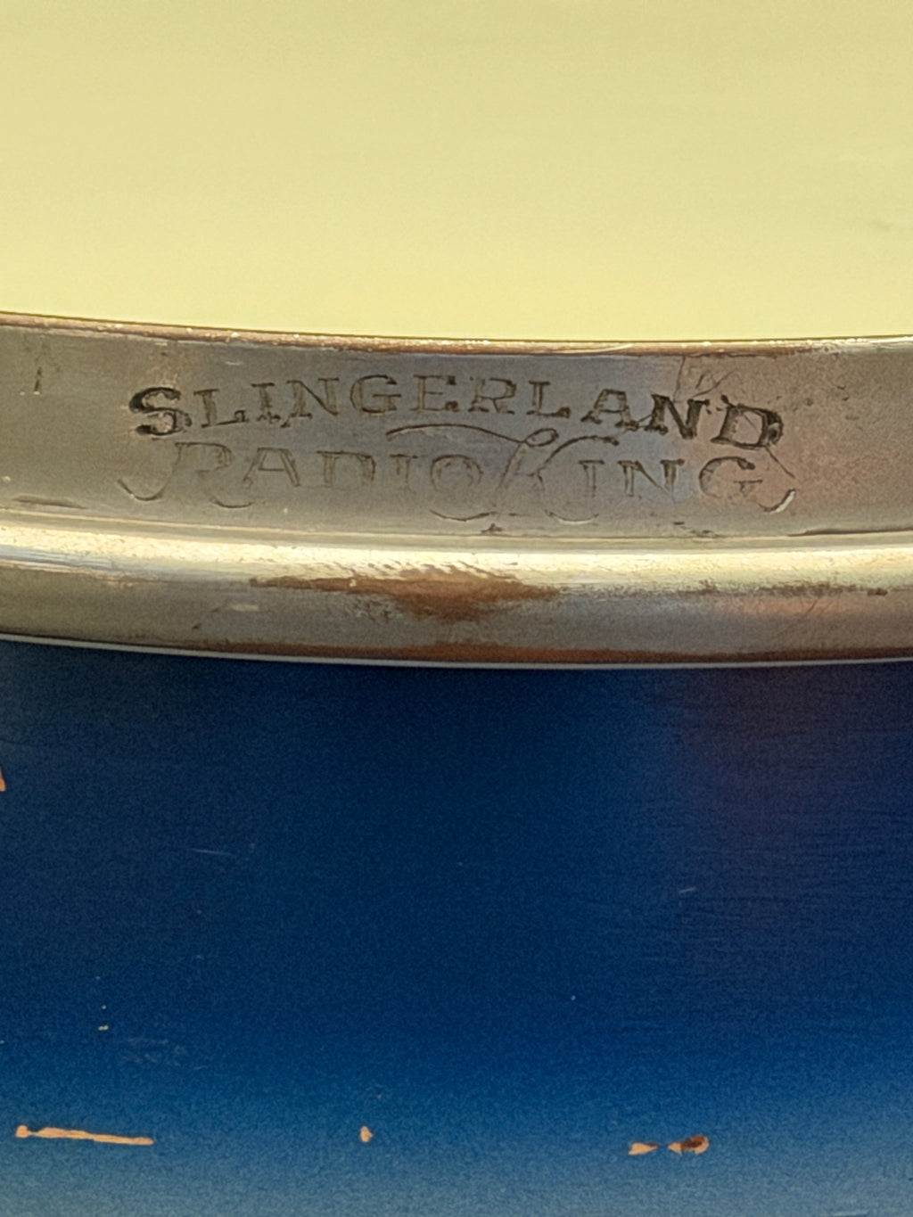 Slingerland Hollywood Ace Swing Radio King model 1-ply snare drum 14" x 7" Duco Blue Silver finish
