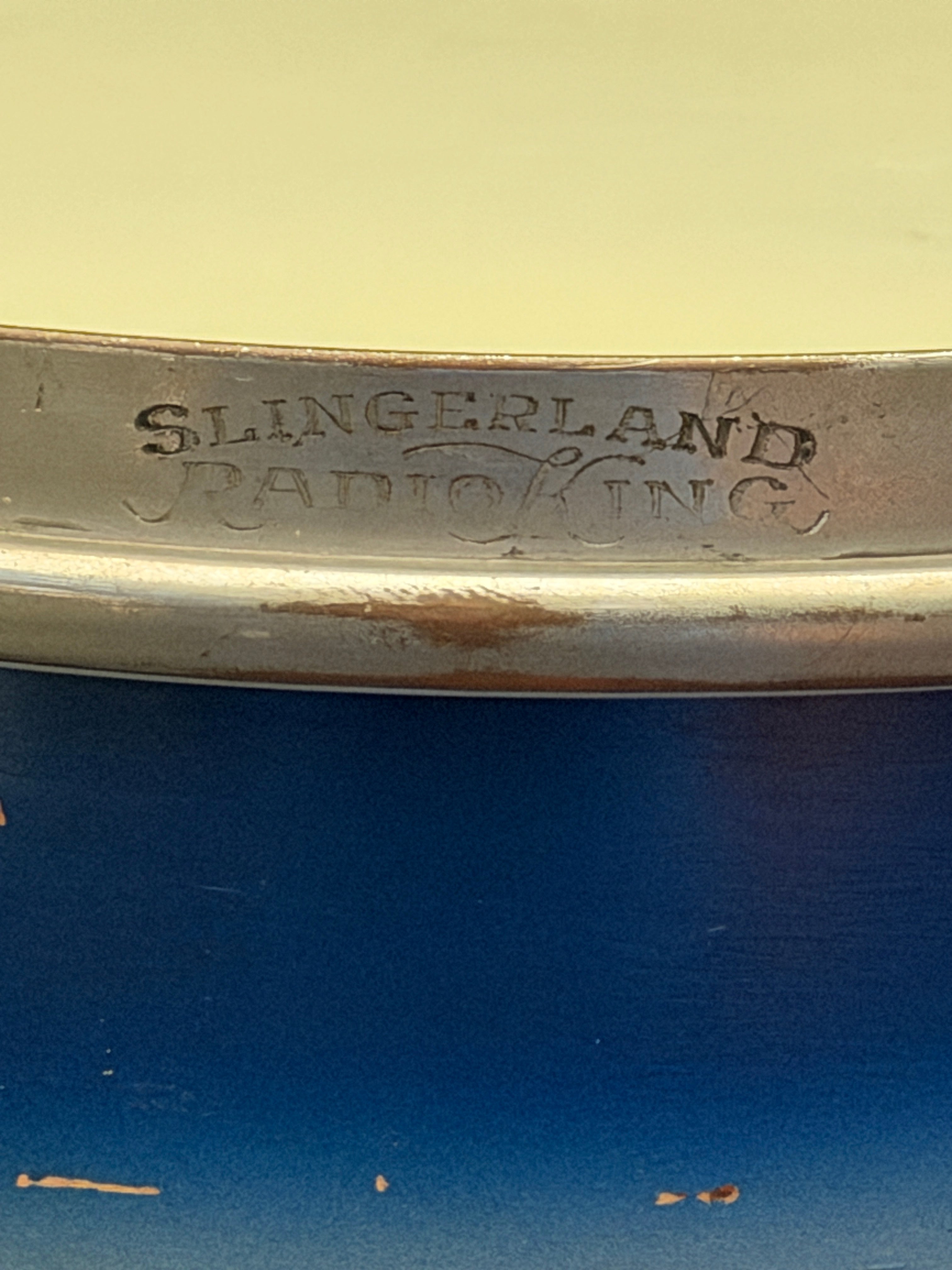 Slingerland Hollywood Ace Swing Radio King model 1-ply snare drum 14" x 7" Duco Blue finish