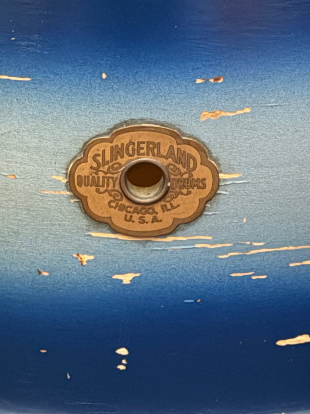 Slingerland Hollywood Ace Swing Radio King model 1-ply snare drum 14" x 7" Duco Blue Silver finish