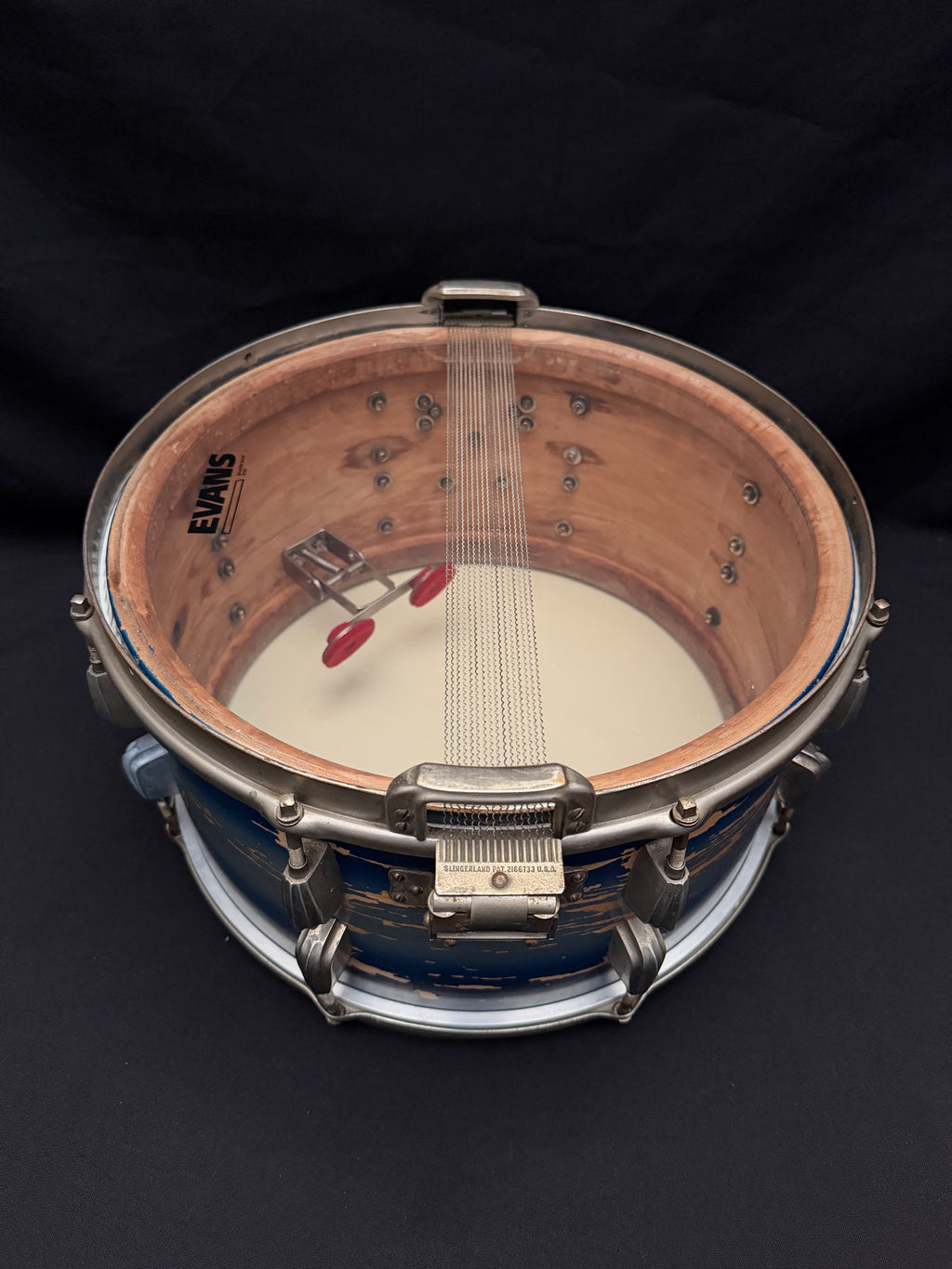 Slingerland Hollywood Ace Swing Radio King model 1-ply snare drum 14" x 7" Duco Blue Silver finish