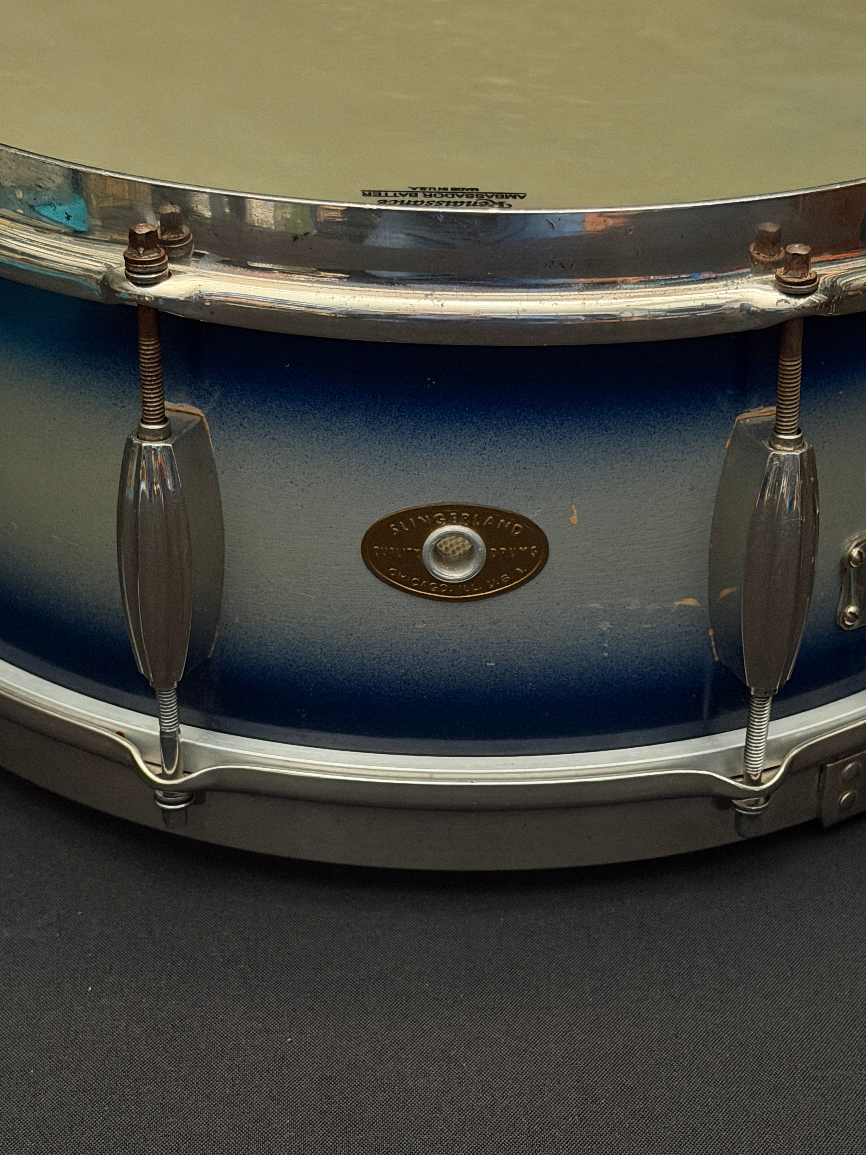 Slingerland Radio King Solid Shell Maple 14" x 6" Snare Drum 1955-59 - Duco Blue Silver