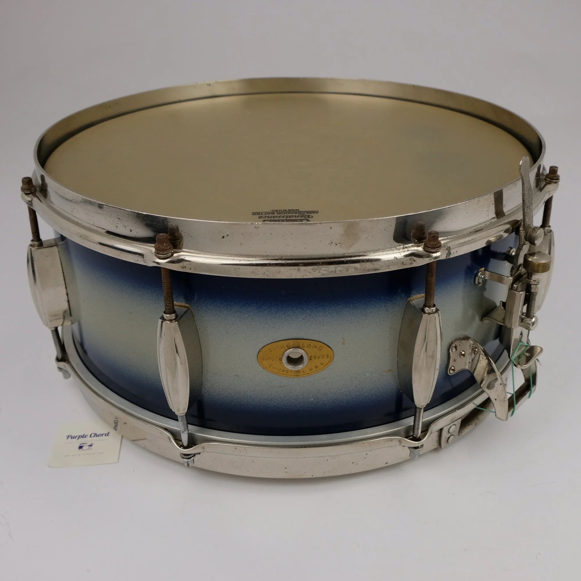 Slingerland Radio King Solid Shell Maple 14" x 6" Snare Drum 1955-59 - Duco Blue Silver