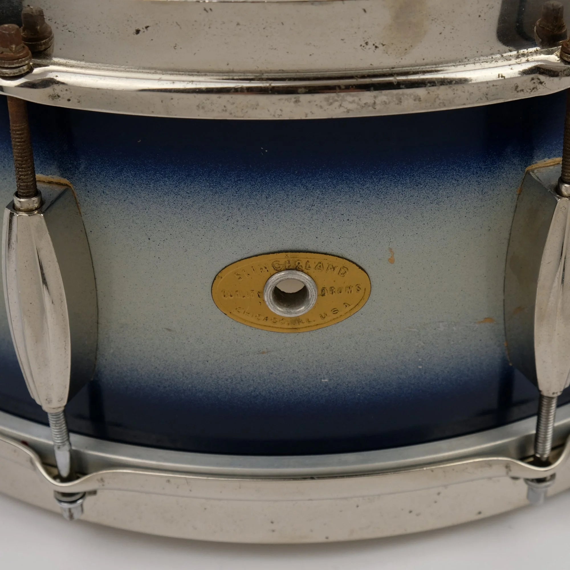 Slingerland Radio King Solid Shell Maple 14" x 6" Snare Drum 1955-59 - Duco Blue Silver